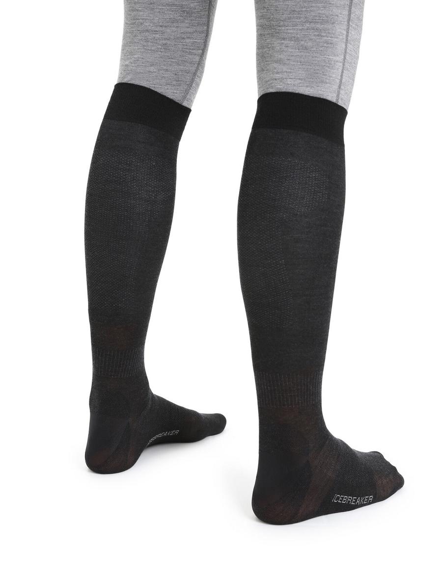 Men's Icebreaker Merino Snow Liner Over the Calf Socks Black | CA 1932TCEV